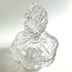 Vintage Czech Boho Vanity Powder Dish Cut Crystal